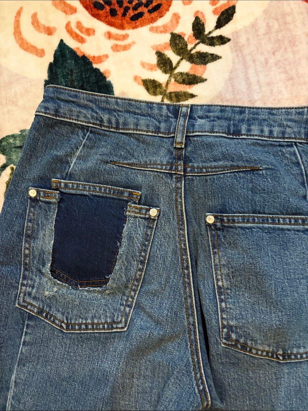 Pilcro Two-Tone Wide-Leg Denim Jeans - Blue - Picture 5 of 6